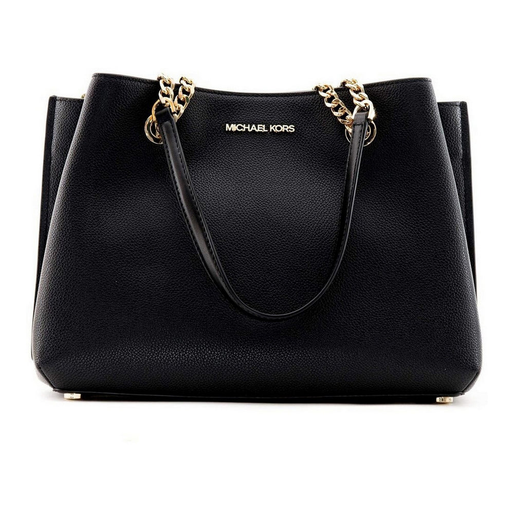 Michael Kors Teagan Large Shoulder Bag – Svart Läderväska med Kedjerem (35S0GXZS7L)