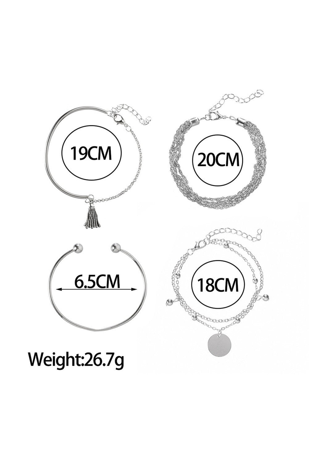 Evenne Collection – Set med 4 silverfärgade armband