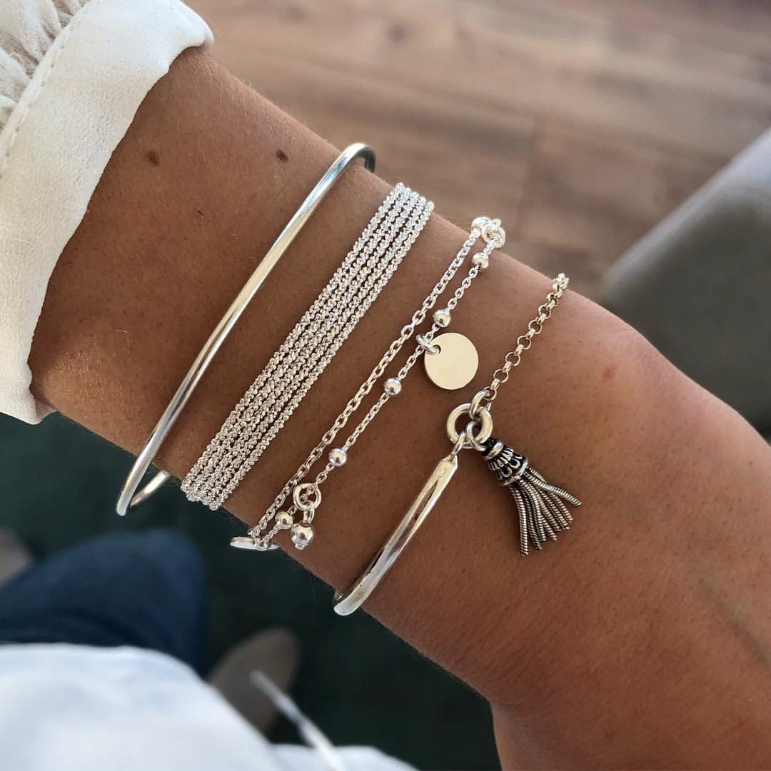 Evenne Collection – Set med 4 silverfärgade armband