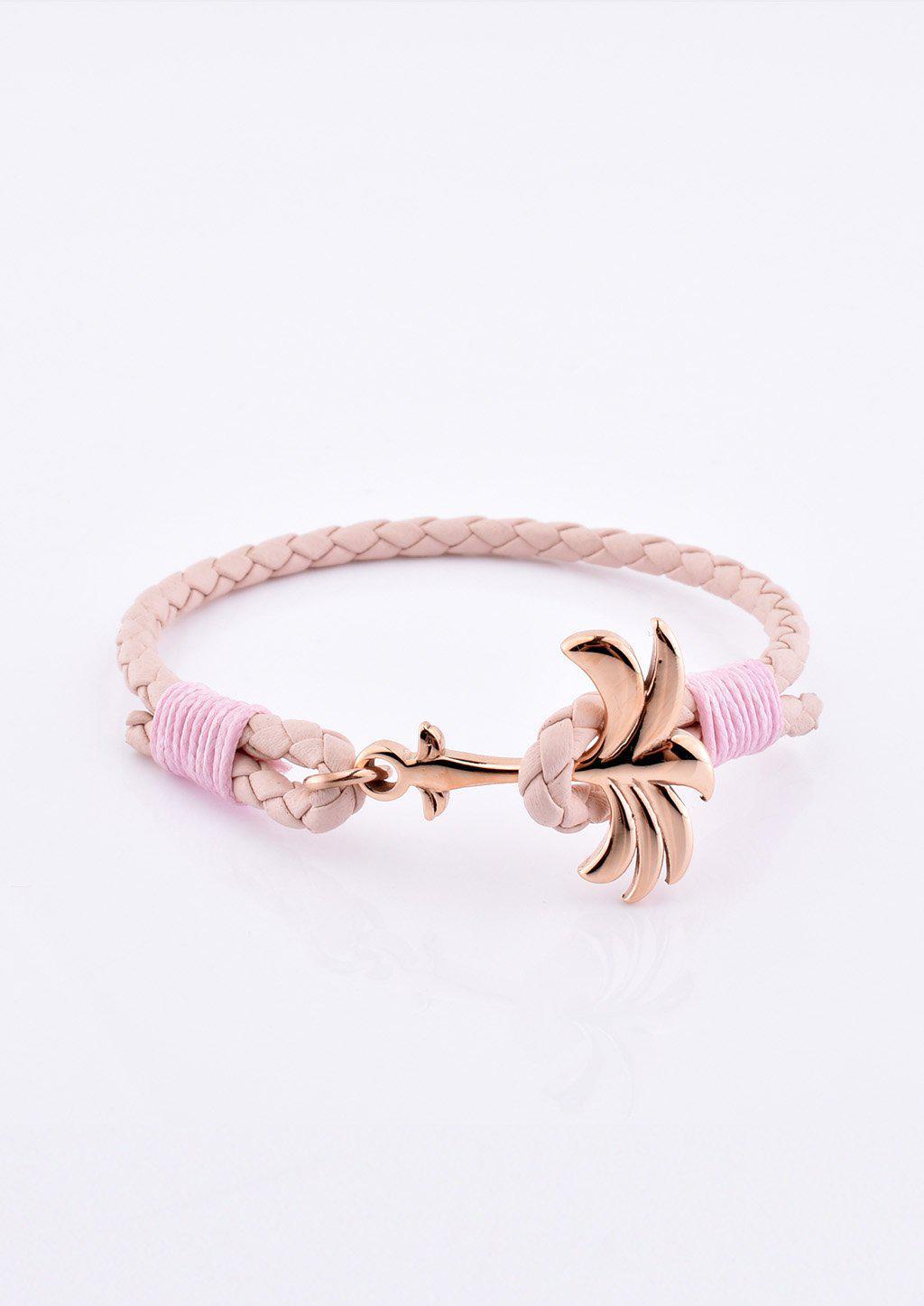 Rosette Palmarmband – Lyxigt Handgjort Läderarmband med Roséguld Palm