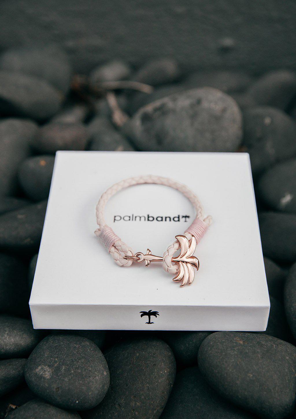 Rosette Palmarmband – Lyxigt Handgjort Läderarmband med Roséguld Palm