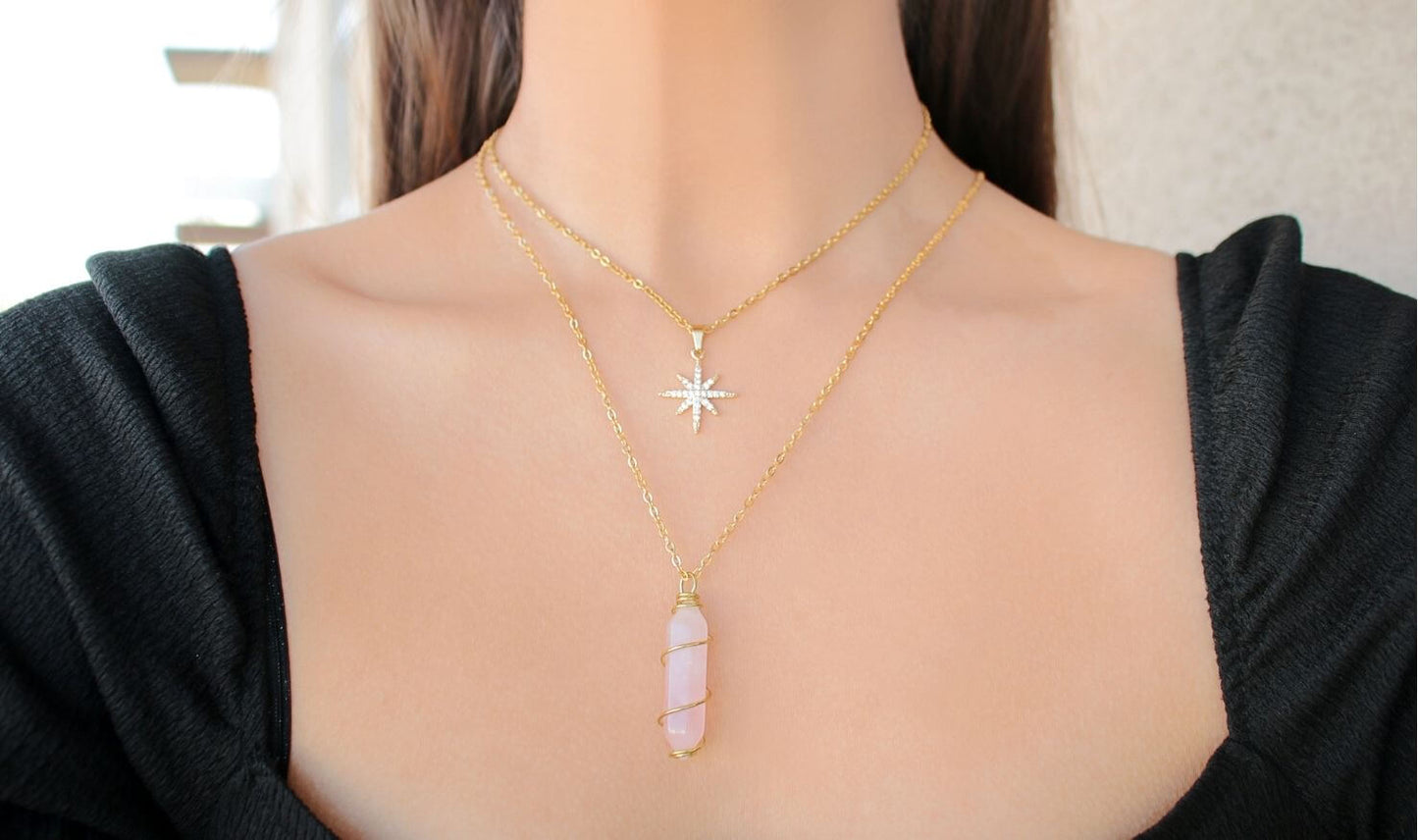 24K Polaris Star Halsband – Guldpläterat, Handgjort och Allergivänligt