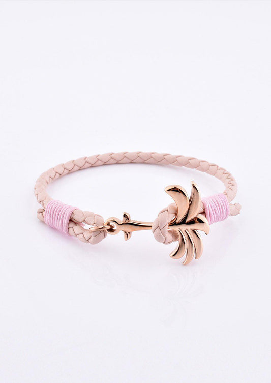 Rosette Palmarmband – Lyxigt Handgjort Läderarmband med Roséguld Palm