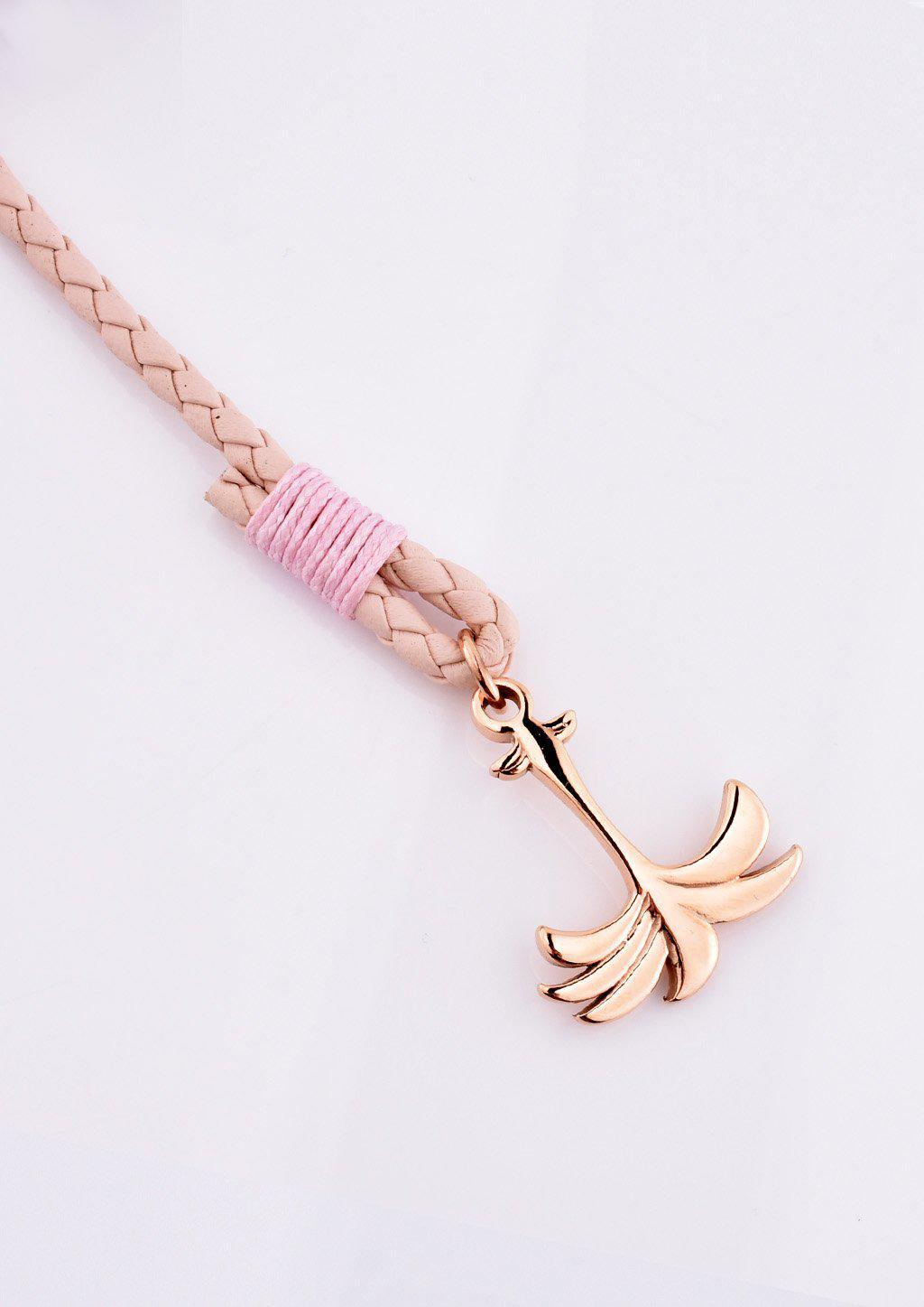 Rosette Palmarmband – Lyxigt Handgjort Läderarmband med Roséguld Palm