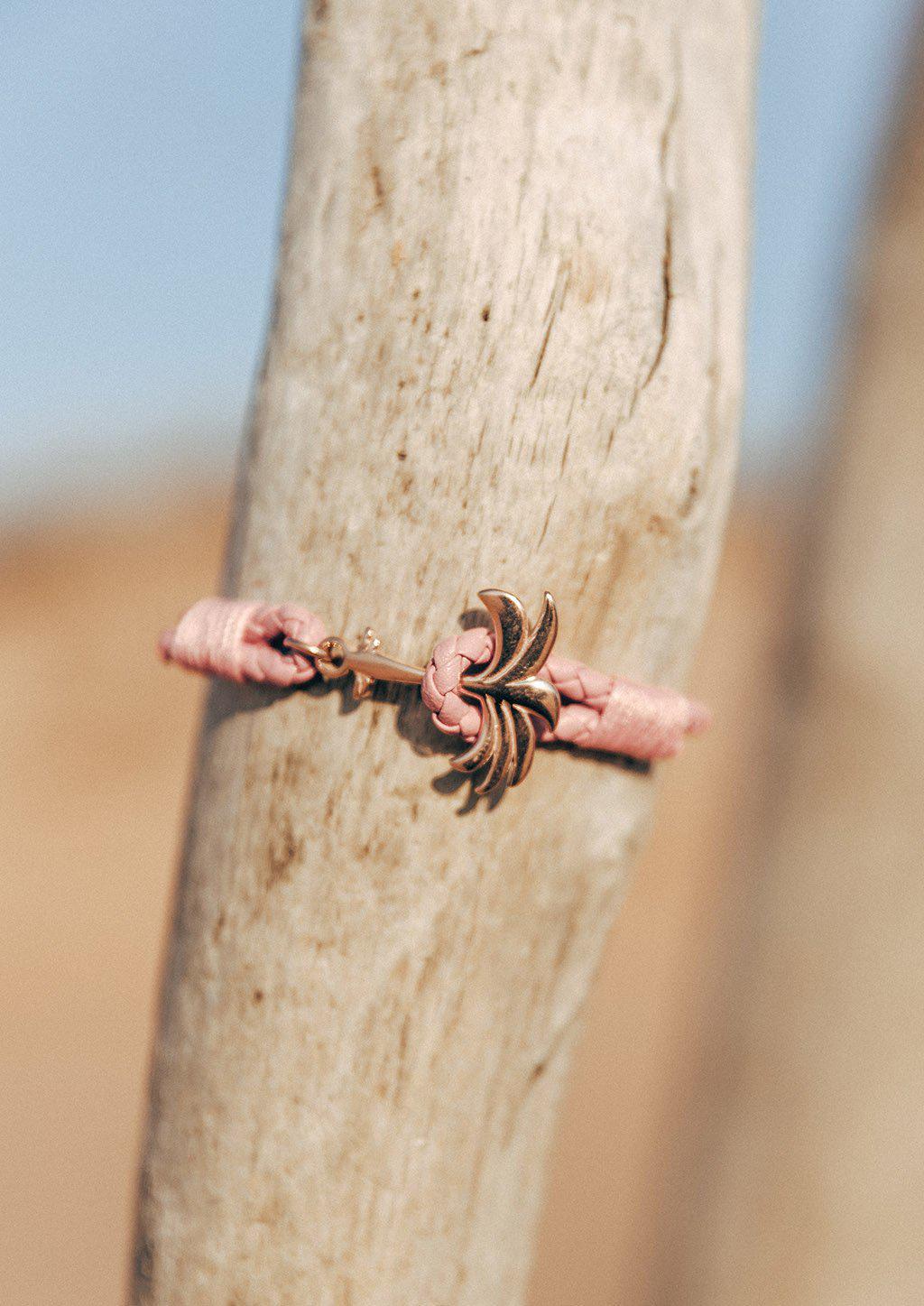 Rosette Palmarmband – Lyxigt Handgjort Läderarmband med Roséguld Palm