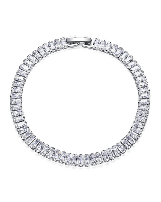 Icy Tennis Armband i 925 Sterling Silver & 18K Vitguldplätering – Elegant Smycke