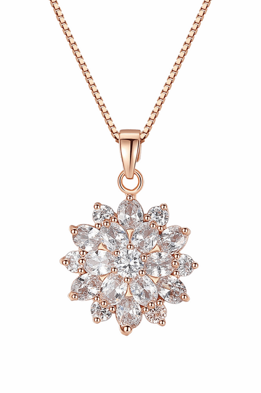 Diamond Sunflower Halsband 18K Guldpläterad – Lyxigt Handgjort Smyck