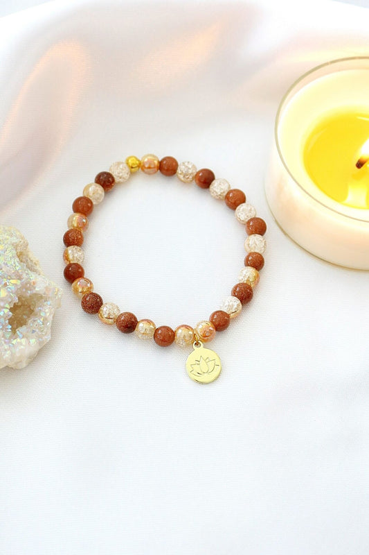 Orange Goldstone Armband – Exklusivt Handgjort Smycke för Energi och Elegans